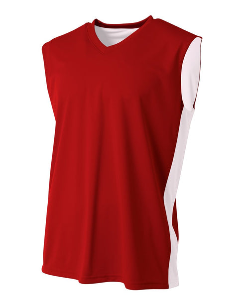 A4 Youth Reversible Moisture Management Muscle (NB2320), Color 'Scarlet/White'